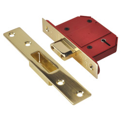 UNION StrongBOLT 2100S BS 5 Lever Mortice Deadlock 68mm 2.5in Satin Brass Box