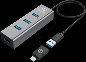 G-HUB4-AC USB 3.0 four-port hub, 4x A, aluminium