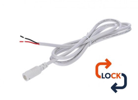 Gniazdo DC 5.5x2.1 przewód biały 15cm 22awg z blokadą