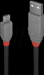 36734 USB 2.0 cable, USB-A connector to Micro USB-B connector, 3.0 m
