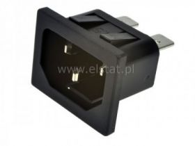 Gniazdo męskie zasil.3PIN panel; wcisk lut. 6,3