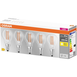 OSRAM 4058075090668 LED BASE CLASSIC P 4W 827 Clear E14 Bulb