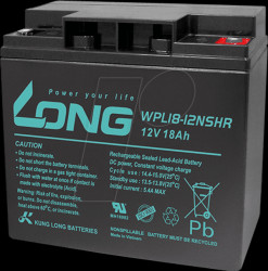 WPL18-12NSHR-M Lead-fleece battery, 12 V, 18 Ah, longlife