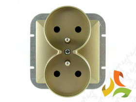 Gniazdo podwójne z uziemieniem bez ramki IP20 satyna PT-6 PR ABEX