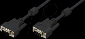 CV0002 VGA cable, HD15/M to HD15/M, 1080p, 2x ferrite, black, 3 m