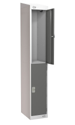 Szafa 2-drzwiowa, materiał: Stal, kolor: Ciemnoszary, jasnoszary, 1800 mm x 300 mm x 450mm, RS PRO