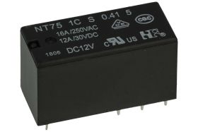 Przekaźnik; elektromagnetyczny miniaturowy; NT75-1CS; 12V; DC; 1 styk przełączny; 16A; 250V AC; do druku (PCB); do gniazda; Forw