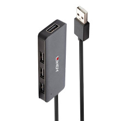 LINDY 42986 USB-Hub 4 porty USB-A USB 2.0 480 MBit/s czarny 42986