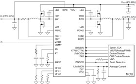 Wide-VIN 2.2MHz dual-phase boost controller with VOUT tracking