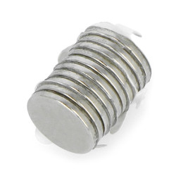 Magnes neodymowy okrągły Calamit z warstwą klejącą N N35/Ni 10x1mm - 10szt.
