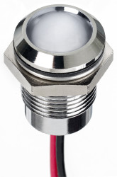 Lampka kontrolna do montażu panelowego 1.8 → 3.3V dc, biała 14mm LED Chrom Wyprowadzenia RS PRO