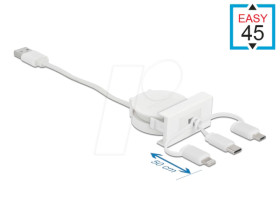 81375 Easy 45 Module USB 2.0 3 in 1 Retractable Cable, white