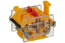 Styk pomocniczy; 2NC; 10A; 500V AC; żółty; plastik; rozwierny; szybko-przełaczający; panelowe LAS0-A1Y 22mm; Onpow; RoHS