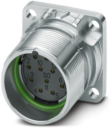 Surface mount socket, M23, 12 pole, crimp connection, standard/ONECLICK quick locking system, straight, 1329279