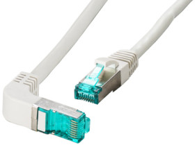 Patch cable, RJ45 plug, angled to RJ45 plug, straight, Cat 6A, S/FTP, LSZH, 1 m, gray, MK6001W.1G