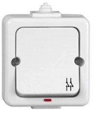 JANTAR Łącznik dwubiegunowy podświetlany n/t IP44 biały /przykręcany klawisz/ WNT-9J/S