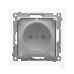 Simon 55 Gniazdo wtyczkowe do wersji IP44 z uszczelką(moduł), szybkozłącza. Klapka transparentna Jasnoszary mat TGZ1BCZ.01/114A
