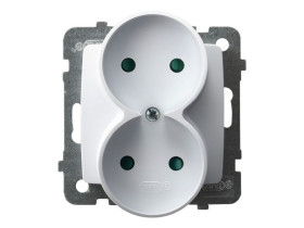 KARO Gniazdo podwójne bez uziemienia do ramki z przesłonami IP-20 zaciski gwintowe biały GP-2SRP/m/00 OSPEL
