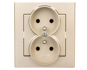 SONATA Gniazdo podwójne z/u szampański złoty GP-2RZ/39
