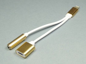 Przejście wtyk Lightning (iPhone) - gniazdo Lightning + JACK 3.5mm