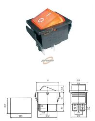 PRZEŁĄCZNIK KOŁYSKOWY 2-POZYCJE 4-PINY 250V/15A ŻÓŁTY MK621