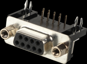 107-09-2-1-20 D-SUB socket, 9-pin, angled