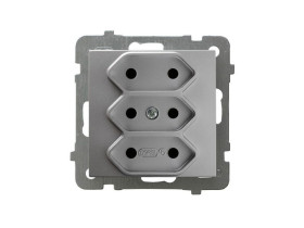 AS Gniazdo potrójne EURO srebrne GP-3G/m/18 OSPEL