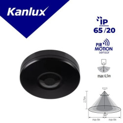 Czujnik ruchu PIR ZONA MINI WT-B/B 2000VA Ø11 max 6,5m 360 st. IP65/20 IIkl. nastropowy czarny 37374