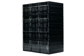 Regał szufladkowy, kolor: Czarny, przezroczysty, materiał: Polistyren, 450mm x 338mm x 225mm, RS PRO