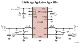 17V, Dual 1A Synchronous Step-Down Regulator with Ultralow Quiescent Current