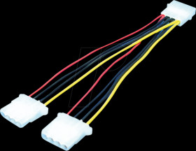 CP0001 Power cable, internal, 5,25"/M to 2x 5,25"/F, mixed color, 0.2 m