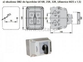 Wyłącznik 25A, 3tory, 2 war. ( 1-0-2 ) obudowa