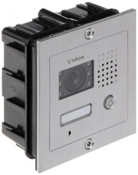 Stacja bramowa podtynkowa, stal szlachetna frezowana, jednolokatorska. Kamera 940TVL, kąt widzenia ok. 87