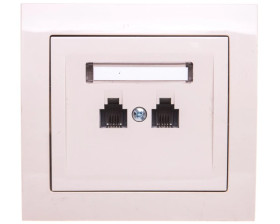 KIER Gniazdo telefoniczne podwójne RJ11 niezależne beżowe GPT-2WN/01