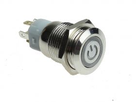 Przycisk wandaloodporny PBW-16APP bistabilny niebieskie podświetlenie 12V