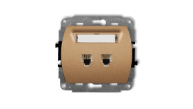 Trend Gniazda Telefoniczne Podwójne 2Xrj11, 4-Stykowy Złoty Metalik 8Gt-2