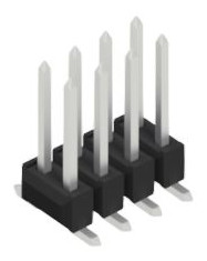 Pin header, 8 pole, pitch 2.54 mm, angled, black, 10049620