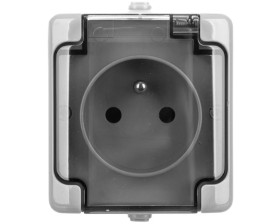 BRYZA Gniazdo hermetyczne pojedyncze z/u IP54 z klapką dymną szare 180032