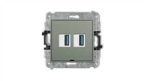 Icon Mechanizm Gniazda Podwójnego 2Xusb A-A 3.0, Bez Pola Opisowego Szałwiowy...