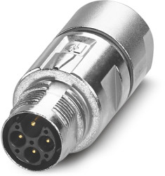 Plug, 4 pole, crimp connection, standard/ONECLICK quick locking system, straight, 1069497