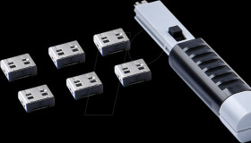 UL03PKBK Port Schloss, USB Typ A, 6 Stück, mit Schlüssel, schwarz