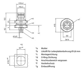 Lutronic 1224 Złącze czujnika/aktuatora do zabudowy M8 złącze męskie do wbudowania Ilość pinów: 3 1 szt.