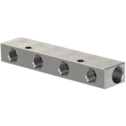 Distribution strip, L 60 mm, 12 bar, aluminum, for compressed air outlets/pneumatics, 112525