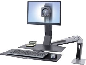 Ergotron WorkFit-A 1 x Uchwyt do monitora, stołowy 25,4 cm (10") - 61 cm (24") czarny, aluminiowy (polerowany) z regulow