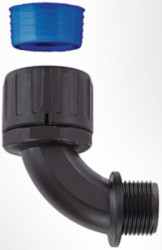 90° hose screw fitting, M25, 28 mm, black, (L) 66 mm, 166-22804