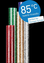 110088193 Glitter glue sticks, 85°C, 7-mm diameter, 16 items, 96 g, 16 ite