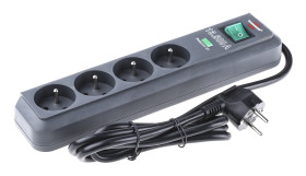 Przedłużacz 1.5m 4 gniazda Przedłużacz z gniazdami typ Typ E - gniazdo francuskie CEE 7/7 niemieckie Schuko/francuskie