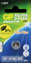 GP357LOD822C1 Silver oxide button cell, SR44, 165 mAh, 11.6x5.4 mm, pack of 1