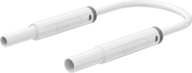 Safety measuring lead with (4 mm lamella plug, straight) to (4 mm socket, straight), 0.5 m, white, PVC, 1.0 mm², CAT IV, 66.1044