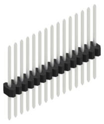 Pin header, 15 pole, pitch 1.27 mm, straight, black, 10060707